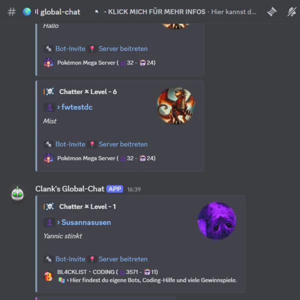 Discord Global-Chat Bot - Bl4cklist ~ Deutscher Gaming-& Tech Discord-Server