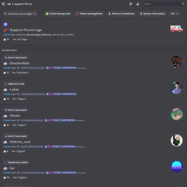 Discord Support Bot - Bl4cklist ~ Deutscher Gaming-& Tech Discord-Server